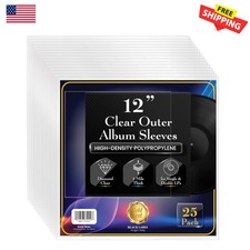 Diamond Clear Vinyl Record Outer Sleeves - 25 Heavyweight Protectors, 12.75"