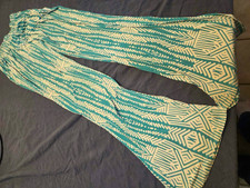 Mossimo Supply Co. Women's Flare Pants Blue White Geometric Stretch Sz S