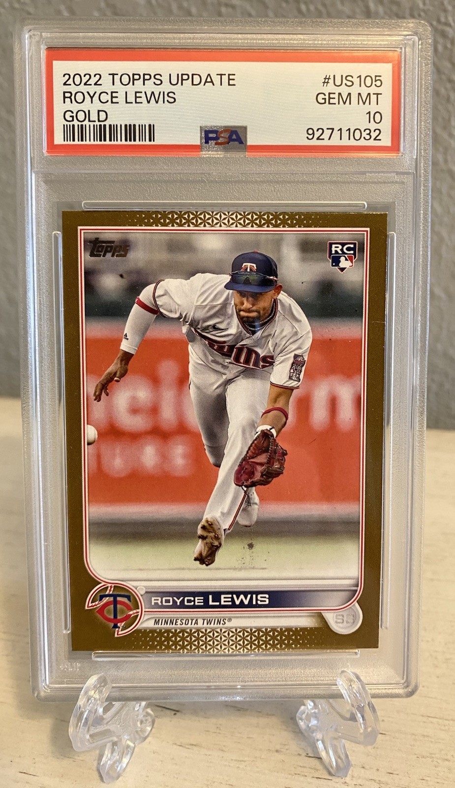 2022 TOPPS UPDATE GOLD ROYCE LEWIS #US105 ROOKIE RC /2022 PSA 10