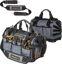 Heavy Duty Tool Bag with 34 Pockets Molded Base Waterproof Organizer for