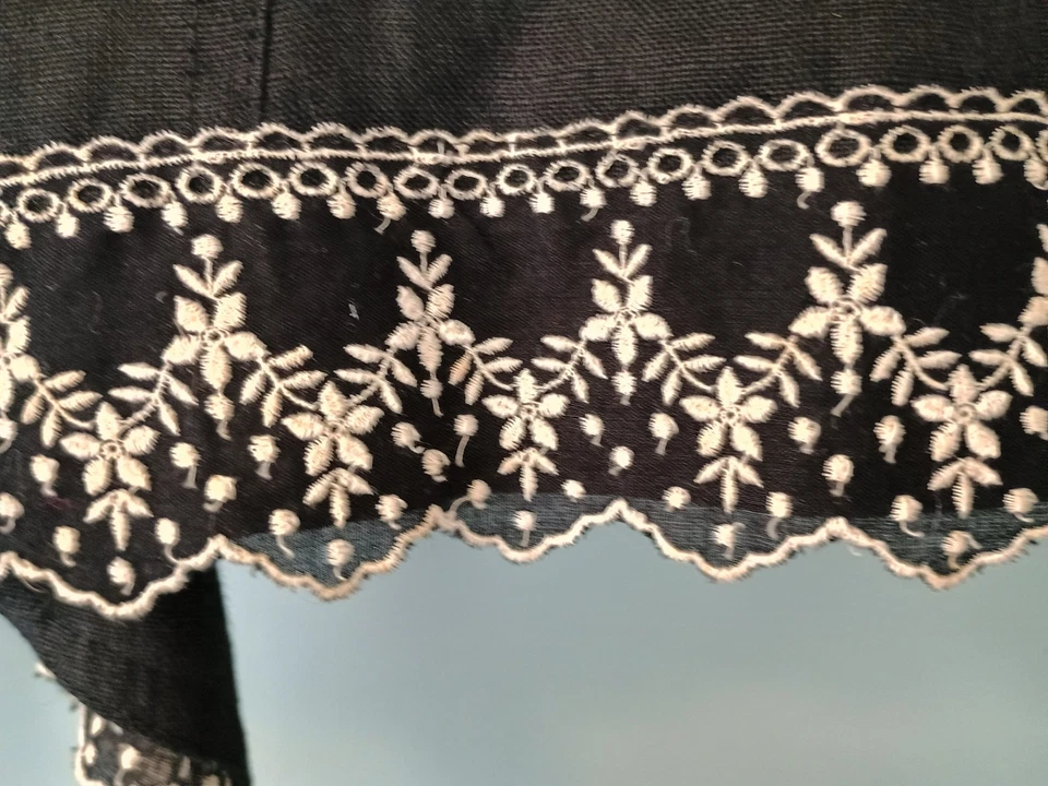 Vintage 100% Linen Jacket S Goth Steampunk Whimsigoth lace embroidery Victorian - Image 4 of 4