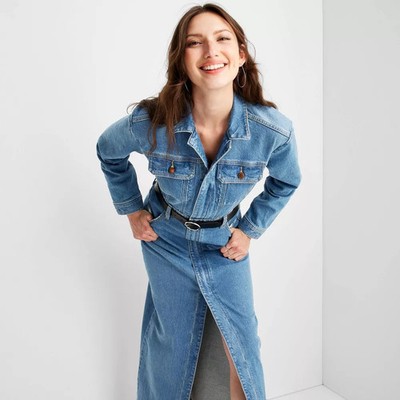 Universal Thread Women's Long Sleeve Denim Shirt Maxi Dress | eBay