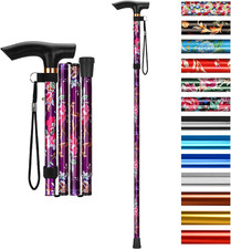 Folding Cane, 5-Level Adjustable Height Walking Stick Lightweight Collapsible Po