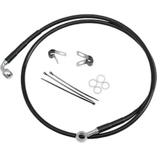 Drag Specialties Extended Stainless Steel Front Brake Line Kit - Clear Coated - 