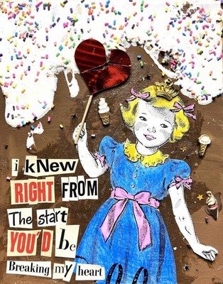 BREAKING MY HEART Collage Art Mixed Media sprinkles icing Emo PUNK soft grunge