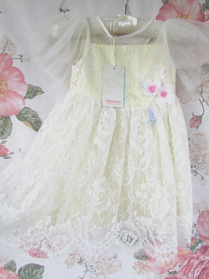 Monsoon Brandneu mit Etikett Elfenbein Zitrone Taufe Brautjungfer Party Anlass Kleid 12-18 70  