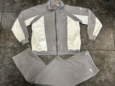 VTG 80s-90s Nike Tracksuit Gray White Sweatsuit 2 Piece Set Sz XL