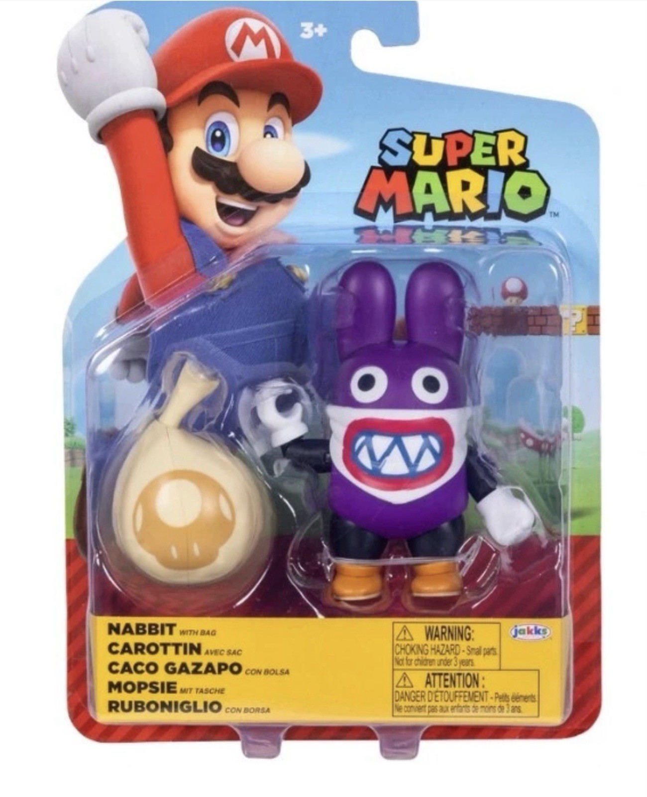 Nintendo Super Mario 4"" Nabbit Figure with Bag Accessory New Jakks Pacific