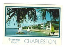 Waterfront Scene E Battery Charleston SC Kingdom by the Sea VTG postcard UNP