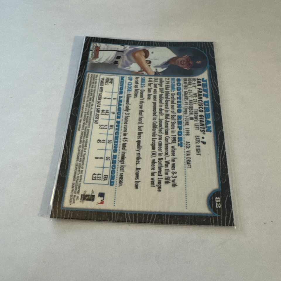 1999 Bowman Chrome Jeff Urban Rookie #82 - Image 2 of 2