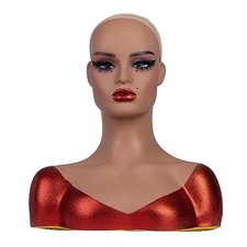 J F CO. Realistic Europe and America Female Mannequin Head With Shoulder RED 
