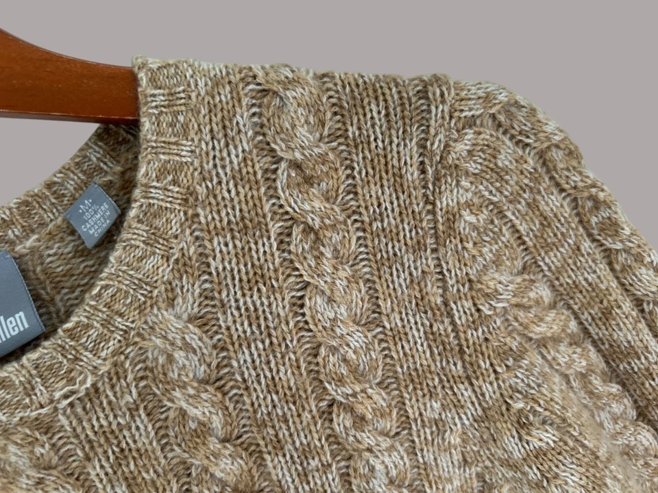 Suéter Pullen 100 % Cachemira Tejido con Cable Beige Brezo Talla Med Foto 4 de 4
