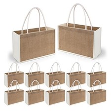 12pcs Burlap Tote Bags with Handles, Jute Gift Bags for Wedding Welcome 8127