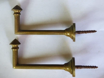Paire de crochets pour embrasses de rideau laiton à visser longueur 8.5 cm - Photo 1/4