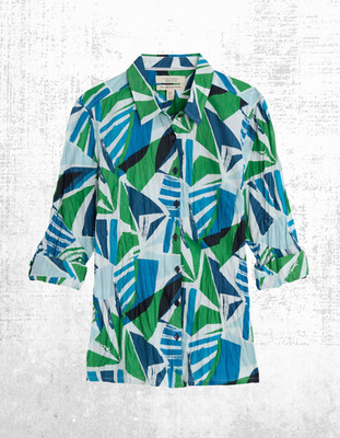 Women s Seasalt  Cotton Shirt Long Sleeve in Greenn Wildshore Weave Larsa