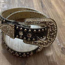 Blazin Roxx Black Leather Belt Bling Sparkling Country Rhinestone Sz Large