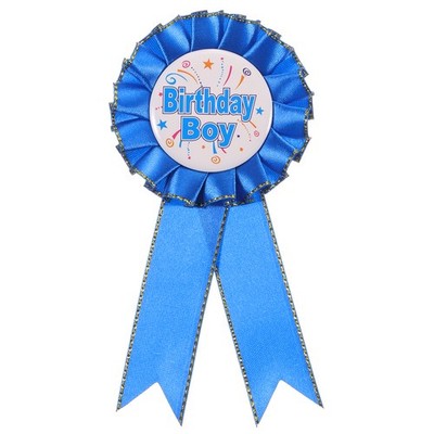 Birthday Boy Button Pin, 5.9''x2.8'' Tinplate Ribbon Badge Pin, Blue