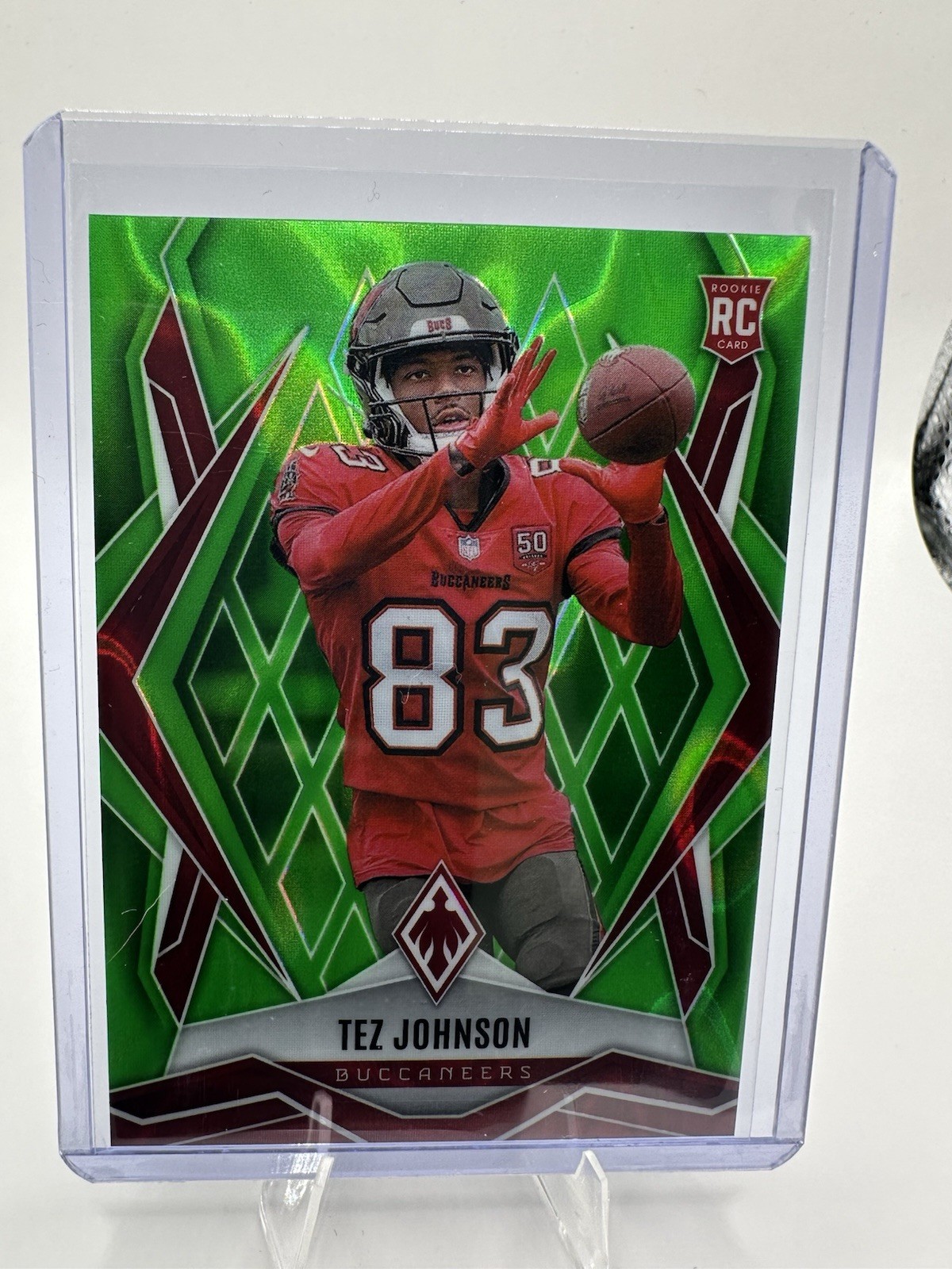 2025 Panini Phoenix Tez Johnson Green Lava #166 Tampa Bay Buccaneers Rookie /225