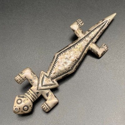Vintage Anglo Jock Favour Lizard Gecko Hammerwork Silver Pin Brooch
