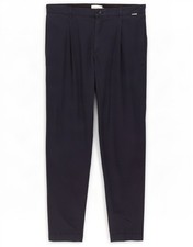 Calvin Klein Mens Slim Chino Trousers IT 50 Large W34 L29 Navy Blue Cotton TP04