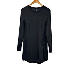 Athleta Womens Balance Dress Sz Medium Black Long Sleeve Atheisure Sleeve Pocket