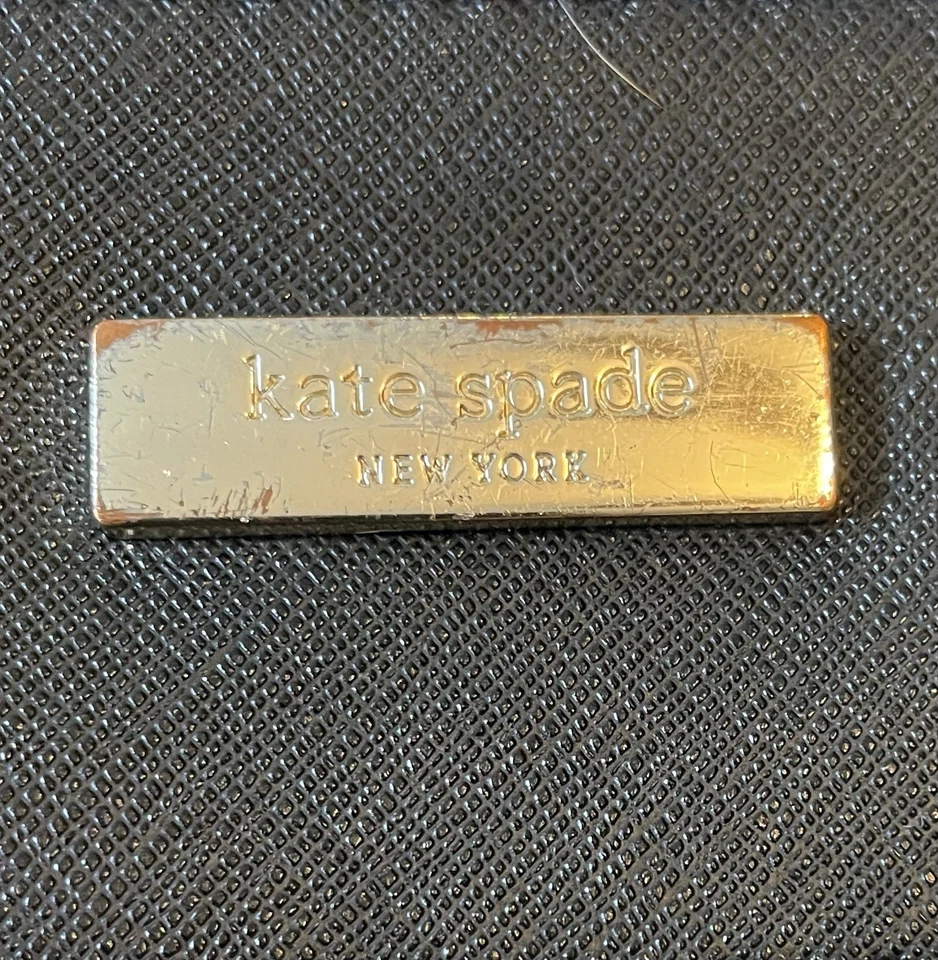 Kate Spade Saffiano Leather Crossbody Bag Small Black Gold Zip Purse Gift VGC - Image 2 of 4