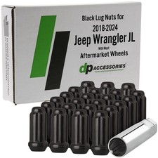 DPAccessories Lug Nuts Compatible with 2018-2026 Jeep Wrangler JL  Black Spl...