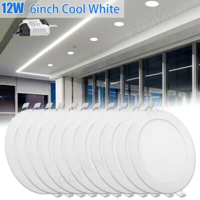 CUTEVER 10Pack 6Inch LED Ceiling Lights Ultra-Thin Recessed Retrofits Kit 6000K Daylight