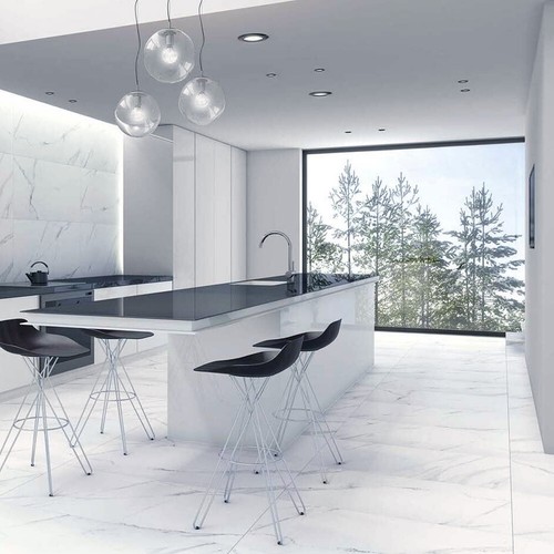 5 m² Square Floor Planks Tiles Self Adhesive White Marble Effect Vinyl