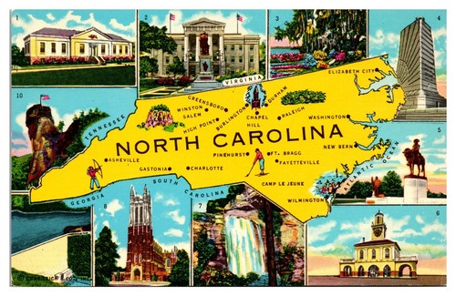 VTG North Carolina State Map, Multi-Scene, Cool Graphics, NC | eBay