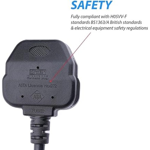 Lite-an 10 Meter Kettle Lead Power Cable with 13 Amp Fuse UK 3 Pin Plug BS1363 f - Afbeelding 6 van 13