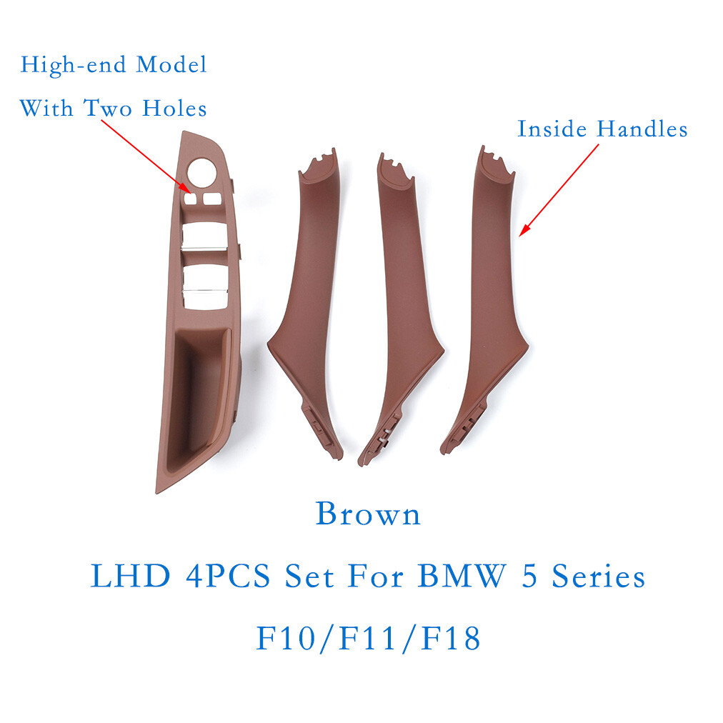 BMW 5 Series 2010-2017 4-Piece Inner Door Pull Handle Brown Left Hand Drive Window Panel