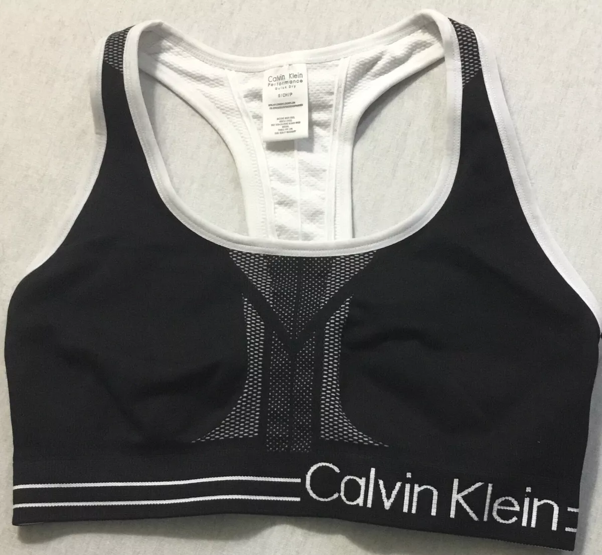Calvin Klein Women Reversible Med-Impact Sports Bra PFYT1051 Black Size M