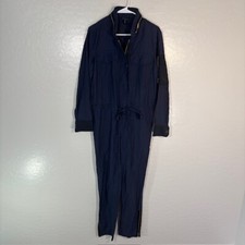 Rag and Bone Jumpsuit Womens 2 Long Sleeve Rayon Cotton Blue Zip Up