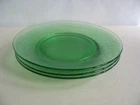 S/3 LE Smith By Cracky green Depression glass " Glows" 8" salad dessert plates