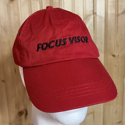 Golf Hat Anvil Strapback Baseball Cap Red Low Profile OS Focus Visor Embroidered