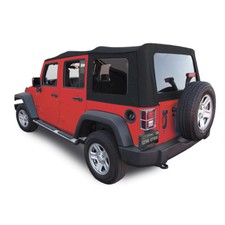 Jeep Wrangler 4 Dr Jk Soft Top 2007-09 Tinted Windows Black Twill