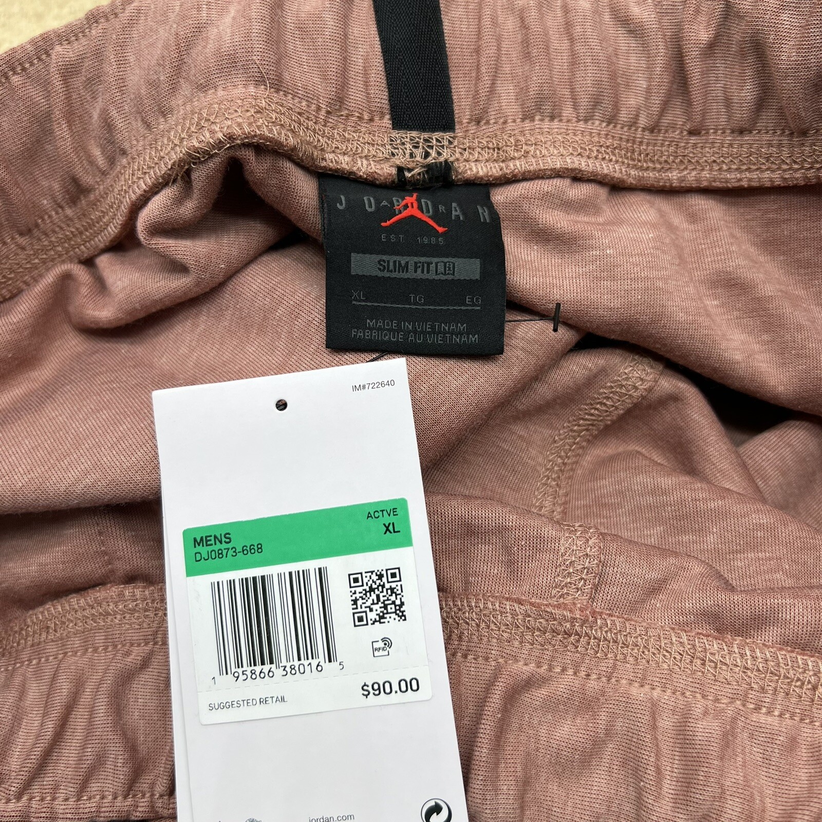 NEW XL Jordan Dri Fit Statement Fleece Track Pants SLIM Fit Men Coral DJ0873-668 thumbnail 9