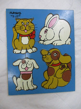 Vintage Playskool "My Pets" Wooden Tray Puzzle 80-08 4 Pieces
