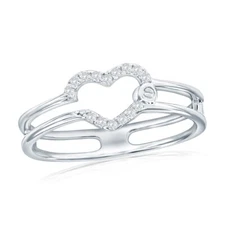 Sterling Silver, Open CZ Heart Ring