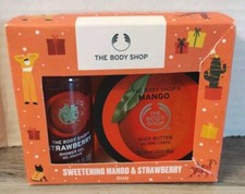 THE BODY SHOP MANGO BODY BUTTER STRAWBERRY SHOWER GEL DUO TRAVEL SET NEW
