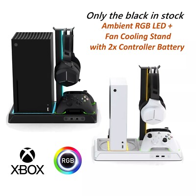 For Xbox Series X S Fan Cooling Charging Station Dock W/ Controller Battery RGB