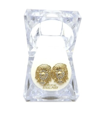 Hip Hop Iced Rapper Style Lil Pump Portrait Fashion Pierced Bling Earrings 