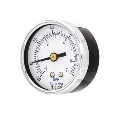 Dry Center Back Mount Vacuum Gauge with 2'' Dial, (-30-100 PSI), 1/4'' Male NPT