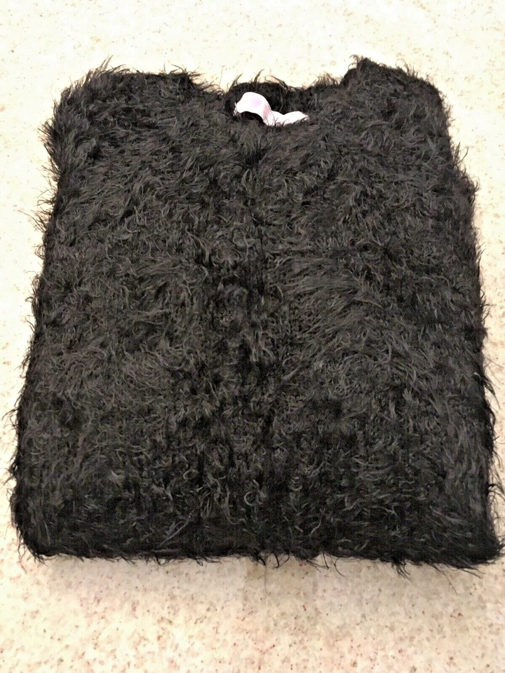 Suéter de nailon y acrílico para niñas I Love rosa negro difuso hombro frío (L) Foto 3 de 4