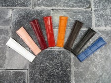 New 20mm Leather Strap Black Red Orange Blue Watch Band Rolex Daytona Regular x1