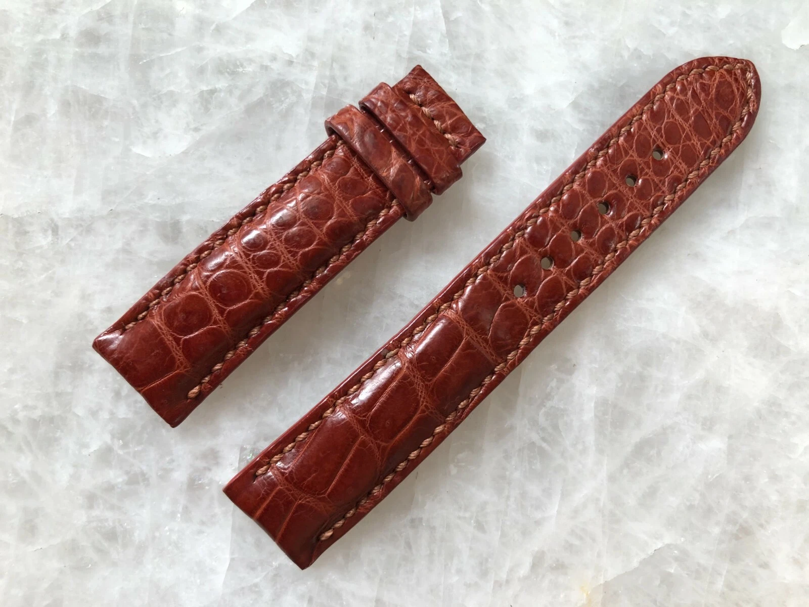 20mm/18mm Brown Alligator Crocodile Embossed Leather Watch Strap Band