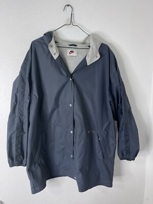 Men s Nike Rain Coat Button Up Hooded Blue Size XL Back Vent