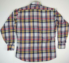 Vintage Levis Plaid Western Shirt Size M/L 70s Yellow Pop Color Grunge Made USA