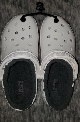 fuzzy grey crocs